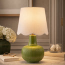 Modern European furniture - Scalloped White Linen Table Lamp - www.oroatrade.com