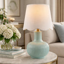 Modern European furniture - Scalloped White Linen Table Lamp - www.oroatrade.com