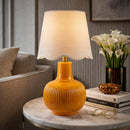 Modern European furniture - Scalloped White Linen Table Lamp - www.oroatrade.com