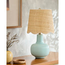 Modern European furniture - Scalloped Beige Jute Table Lamp - www.oroatrade.com
