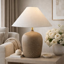 Modern European furniture - White Linen Empire Table Lamp - www.oroatrade.com