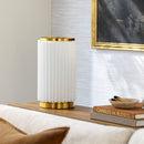 Hospitality furniture - White Fluted Linen Table Lamp - www.oroatrade.com