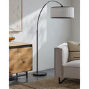 Contract furniture - White Fluted Linen Floor Lamp - www.oroatrade.com