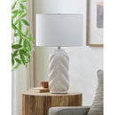 Contract furniture - White Carved Ceramic Table Lamp - www.oroatrade.com