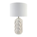 Contract furniture - White Carved Ceramic Table Lamp - www.oroatrade.com