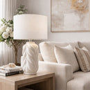 Contract furniture - White Carved Ceramic Table Lamp - www.oroatrade.com