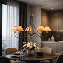 Modern European furniture - White Leather 6-Light Chandelier - www.oroatrade.com