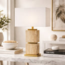 Contract furniture - Natural Travertine Accent Table Lamp - www.oroatrade.com