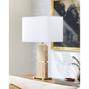 Contract furniture - Natural Travertine Accent Table Lamp - www.oroatrade.com