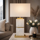 Contract furniture - Natural White Marble Table Lamp - www.oroatrade.com