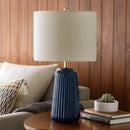 Contract furniture - Glazed Blue Ceramic Table Lamp - www.oroatrade.com