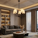 Modern European furniture - White Cotton Shade Chandelier - www.oroatrade.com