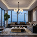 Modern European furniture - White Cotton Shade Chandelier - www.oroatrade.com
