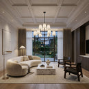 Modern European furniture - White Cotton Shade Chandelier - www.oroatrade.com