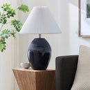 Modern European furniture - Ceramic Pleated Linen Table Lamp - www.oroatrade.com