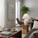 Modern European furniture - Ceramic Pleated Linen Table Lamp - www.oroatrade.com