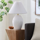Modern European furniture - Ceramic Pleated Linen Table Lamp - www.oroatrade.com