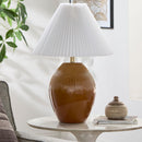 Modern European furniture - Ceramic Pleated Linen Table Lamp - www.oroatrade.com