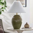 Modern European furniture - Ceramic Pleated Linen Table Lamp - www.oroatrade.com