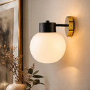 Contract furniture - White Glass Sphere Wall Lamp - www.oroatrade.com