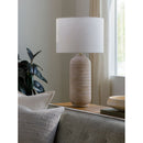 Contract furniture - Beige Linen Ceramic Table Lamp - www.oroatrade.com