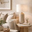 Contract furniture - Beige Linen Ceramic Table Lamp - www.oroatrade.com