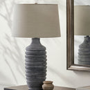 Contract furniture - Gray Linen Accent Table Lamp L - www.oroatrade.com