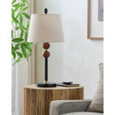 Contract furniture - Beige Linen Rubberwood Table Lamp - www.oroatrade.com