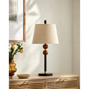 Contract furniture - Beige Linen Rubberwood Table Lamp - www.oroatrade.com