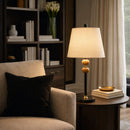 Contract furniture - Beige Linen Rubberwood Table Lamp - www.oroatrade.com