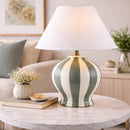 Modern European furniture - Lined Round Ceramic Table Lamp - www.oroatrade.com