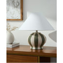Modern European furniture - Lined Round Ceramic Table Lamp - www.oroatrade.com