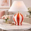 Modern European furniture - Lined Round Ceramic Table Lamp - www.oroatrade.com