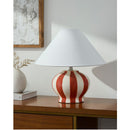 Modern European furniture - Lined Round Ceramic Table Lamp - www.oroatrade.com