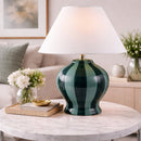 Modern European furniture - Lined Round Ceramic Table Lamp - www.oroatrade.com