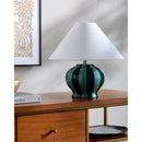 Modern European furniture - Lined Round Ceramic Table Lamp - www.oroatrade.com