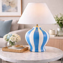 Modern European furniture - Lined Round Ceramic Table Lamp - www.oroatrade.com
