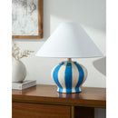 Modern European furniture - Lined Round Ceramic Table Lamp - www.oroatrade.com