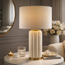 Hospitality furniture - Modern White Linen Table Lamp - www.oroatrade.com