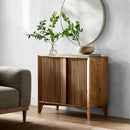 Modern European furniture - Reeded Mango Wood Cabinet - www.oroatrade.com