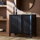 Modern European furniture - Reeded Mango Wood Cabinet - www.oroatrade.com