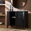 Modern European furniture - Reeded Mango Wood Cabinet - www.oroatrade.com