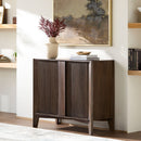 Modern European furniture - Reeded Mango Wood Cabinet - www.oroatrade.com