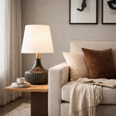 Contract furniture - White Jute Ceramic Table Lamp - www.oroatrade.com