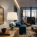 Contract furniture - Painted Blue Glass Table Lamp - www.oroatrade.com