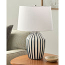 Contract furniture - Lined Ceramic Accent Table Lamp - www.oroatrade.com