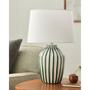 Contract furniture - Lined Ceramic Accent Table Lamp - www.oroatrade.com
