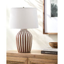 Contract furniture - Lined Ceramic Accent Table Lamp - www.oroatrade.com