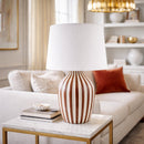 Contract furniture - Lined Ceramic Accent Table Lamp - www.oroatrade.com