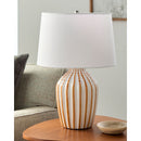 Contract furniture - Lined Ceramic Accent Table Lamp - www.oroatrade.com